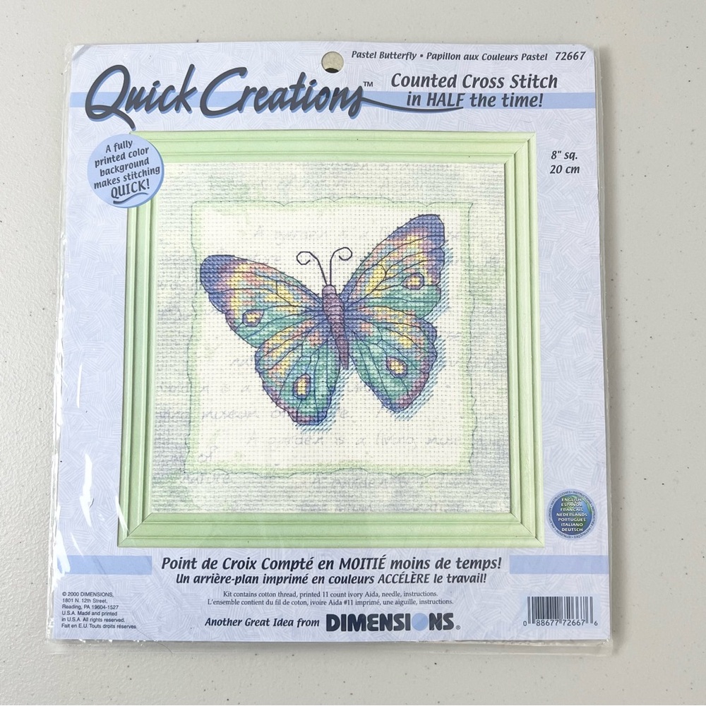 NEW Quick Creations Pastel Butterfly Counted Cross Stitch Kit